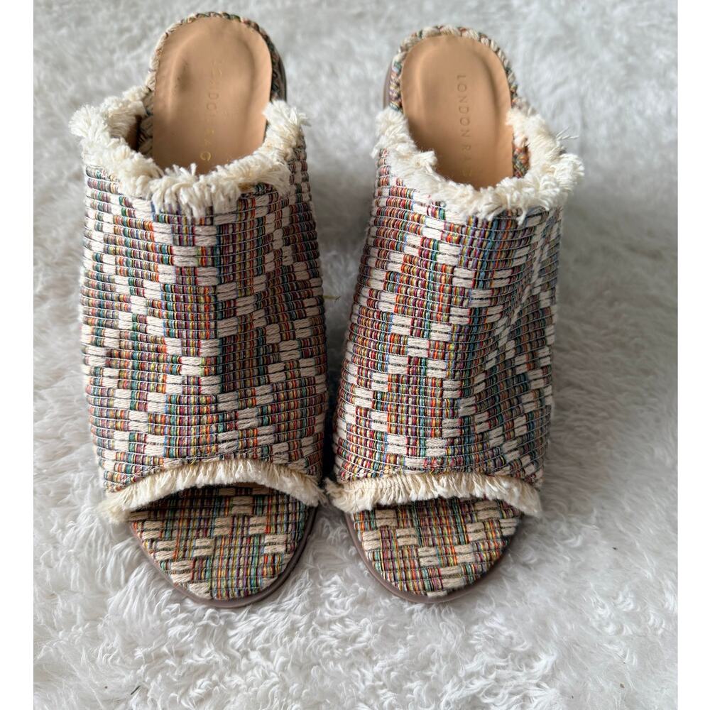 London Rag Maya Woven Textile Mule Heels Size 6.5 - Picture 3 of 9